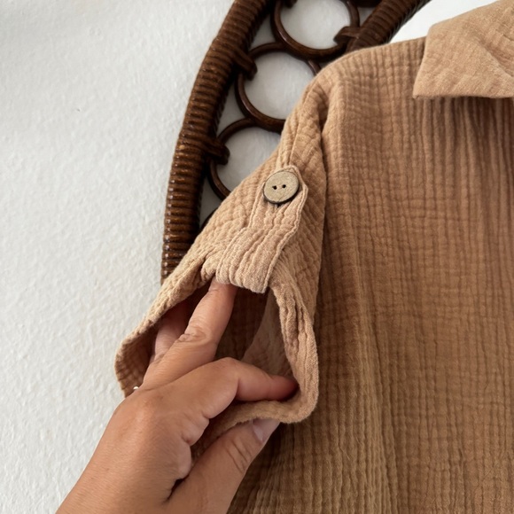 Mable cotton gauzy tan romper size small - Picture 4 of 7